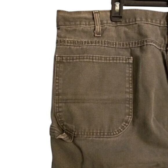 Dickies Mens Green Cotton Work Pants 44x32 With Pockets Button Fly Denim Jeans - Picture 7 of 13